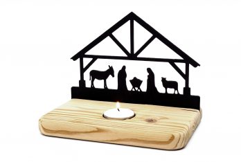 Weihnachts-Krippe aus Holz CASPAR – für Teelicht – schöne Geschenkidee – Holz-Deko zur Advents- und Weihnachtszeit