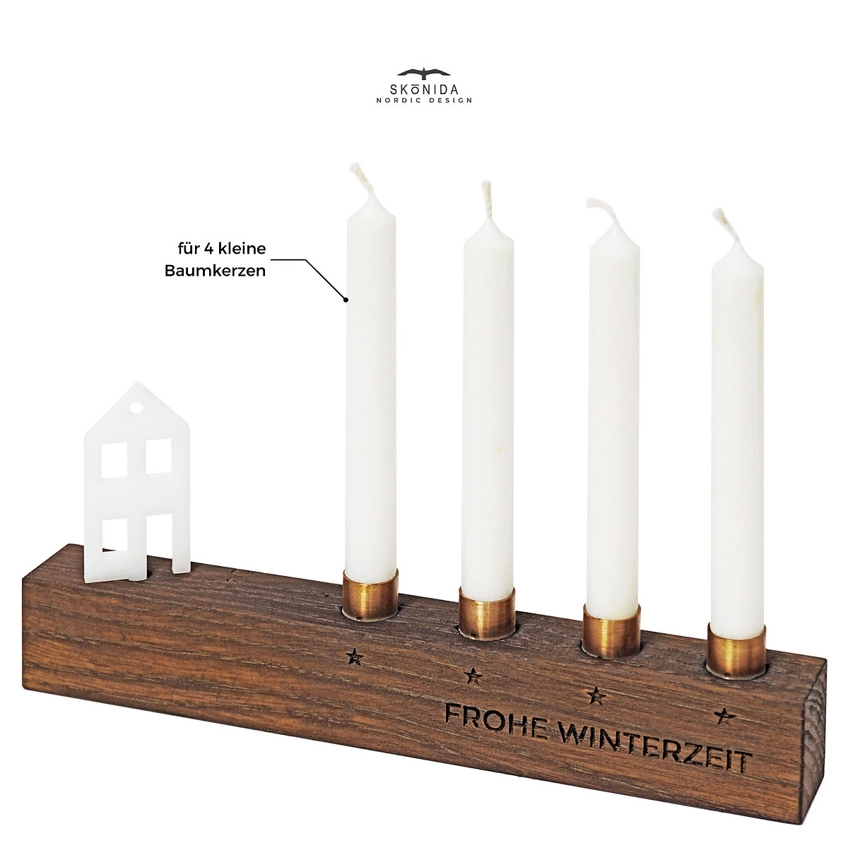 Kerzenständer Weihnachten Holz - Mini Kerzenhalter für 4 Baumkerzen