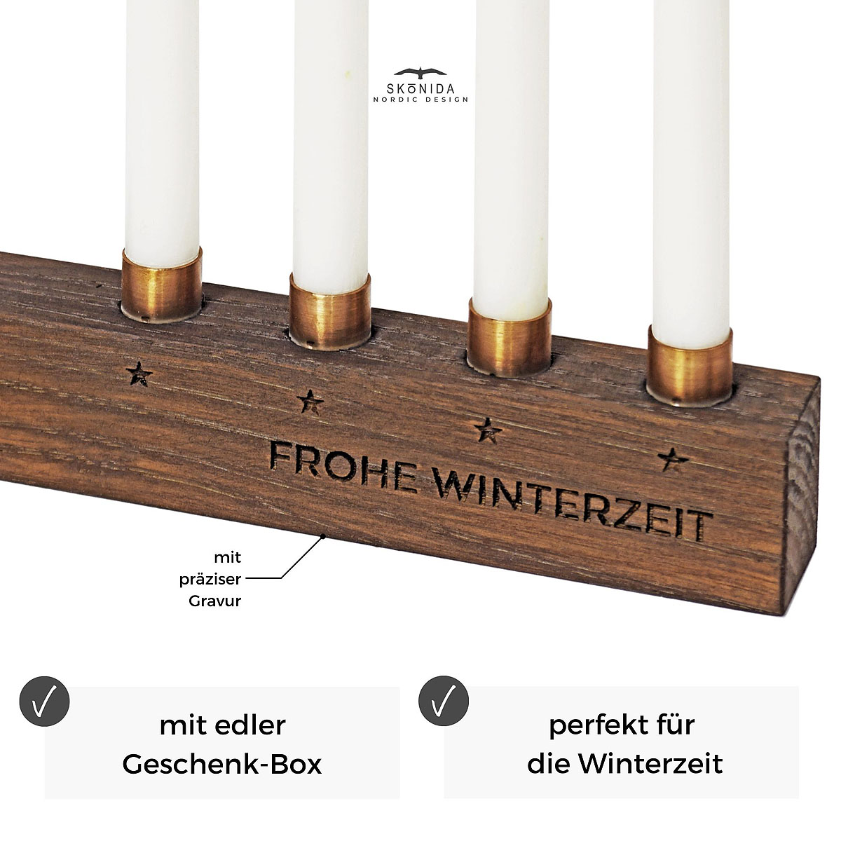 Kerzenständer Weihnachten Holz - Mini Kerzenhalter für 4 Baumkerzen
