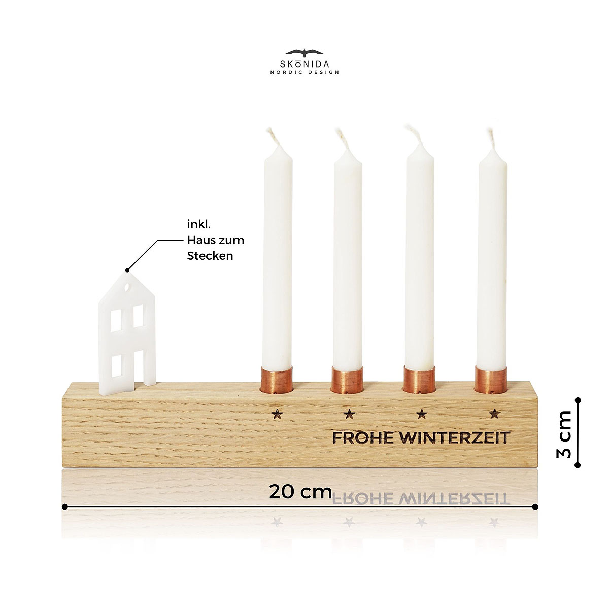 Kerzenständer Advent aus Holz - Mini Kerzenhalter für 4 Baumkerzen