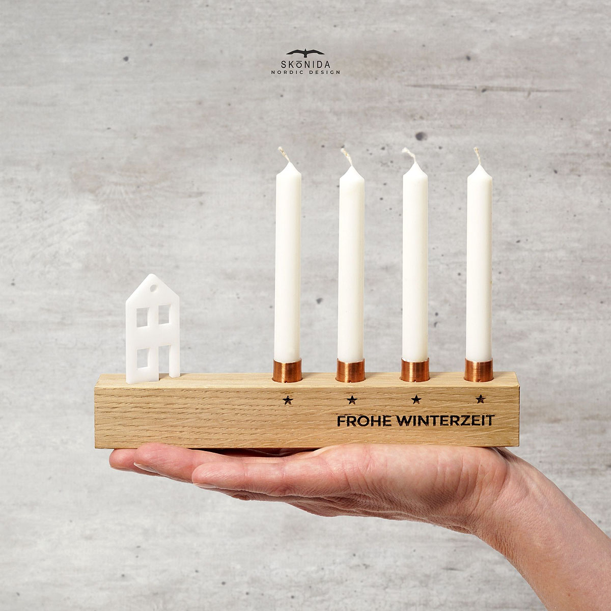 Mini Baumkerzen Kerzenständer - Kerzenhalter 4 Holz Weihnachten für