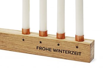 Kerzenständer Weihnachten aus Holz – mini Kerzenhalter für 4 Baumkerzen – Alternative zum Adventskranz – Farbe Eiche