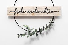 Türkranz Weihnachten mit Metall-Ring – Weihnachtskranz 3D Schrift auf Holz – Türdeko für Advent, Winter, Christmas, Xmas