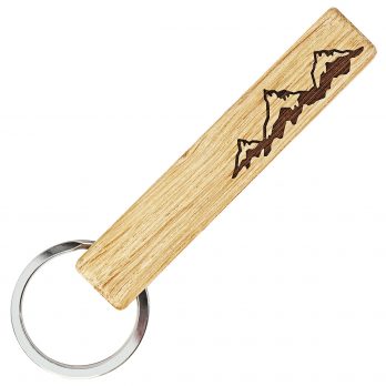 SKONIDA Design Holz-Schlüsselanhänger – Taschen-Anhänger mit Berg-Gravur – Handmade in Germany – für Damen & Herren