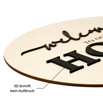 Welcome Tür-Schild aus Holz – 3D Schrift Willkommen Deko zum Kleben