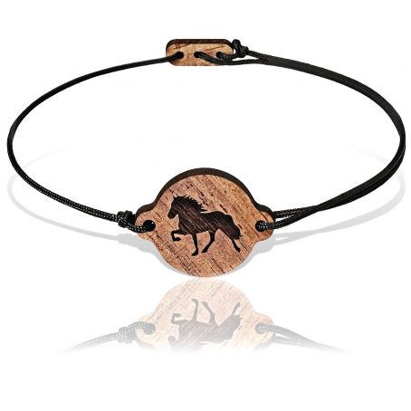 pony armband pferde armband reiter armband pferde schmuck holz armkette mit pferde gravur design nussbaum reit accessoire horse bracelet